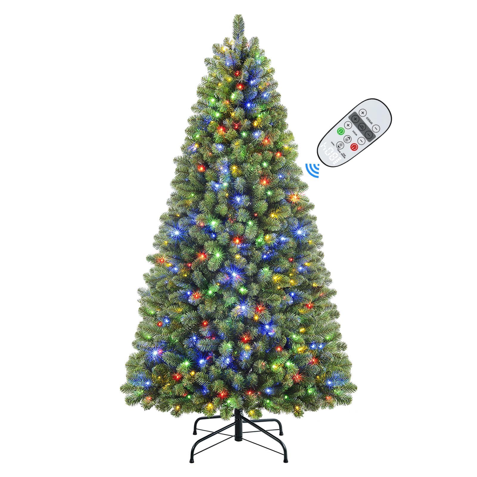 SHareconn 6.8ft Prelit Premium Artificial Classic Spruce Christmas Tree with Remote Control,Timer, 400 Warm White &amp; Color LED Changing Lights, 1062 Branch Tips, Perfect Choice for Xmas Decor, 6.8FT