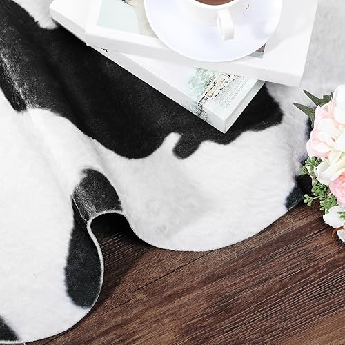 Miniatura 4 de Amylove Alfombra de piel de vaca y 2 fundas de almohada de vaca, duraderas y de gran tamaño, con estampado de piel de vaca, almohadas con estampado