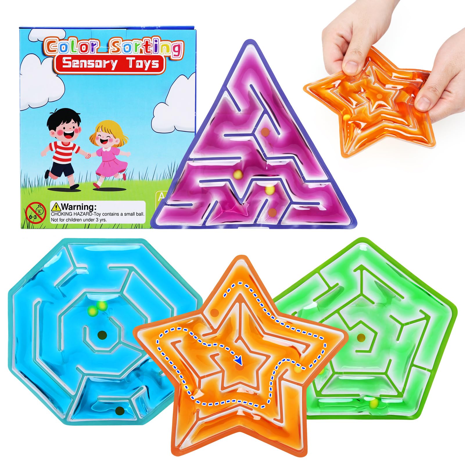 LinStyle 4 Pack Squishy Toys Sensory Fidget Toys for Kids, Adults with Autism, ADHD -Gel Filled Squishy Sensory Toy for Autism Preschool Special Needs Learning Toys