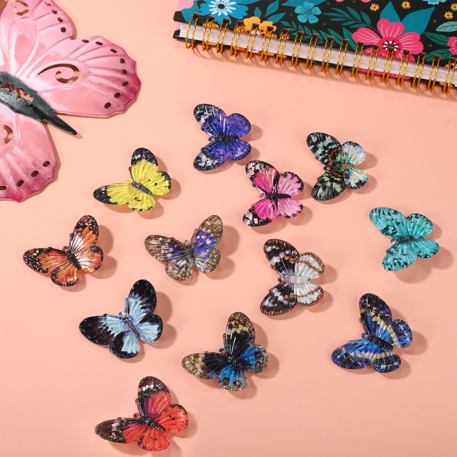 Tinoaly 60pcs Mini Butterflies for Crafts 12 Styles Tiny Resin Butterflies Small Fake Animals Figurines Miniature Wall Decorations for DIY Fairy Garden Micro Landscape Dollhouse Decor Accessories - Image 3