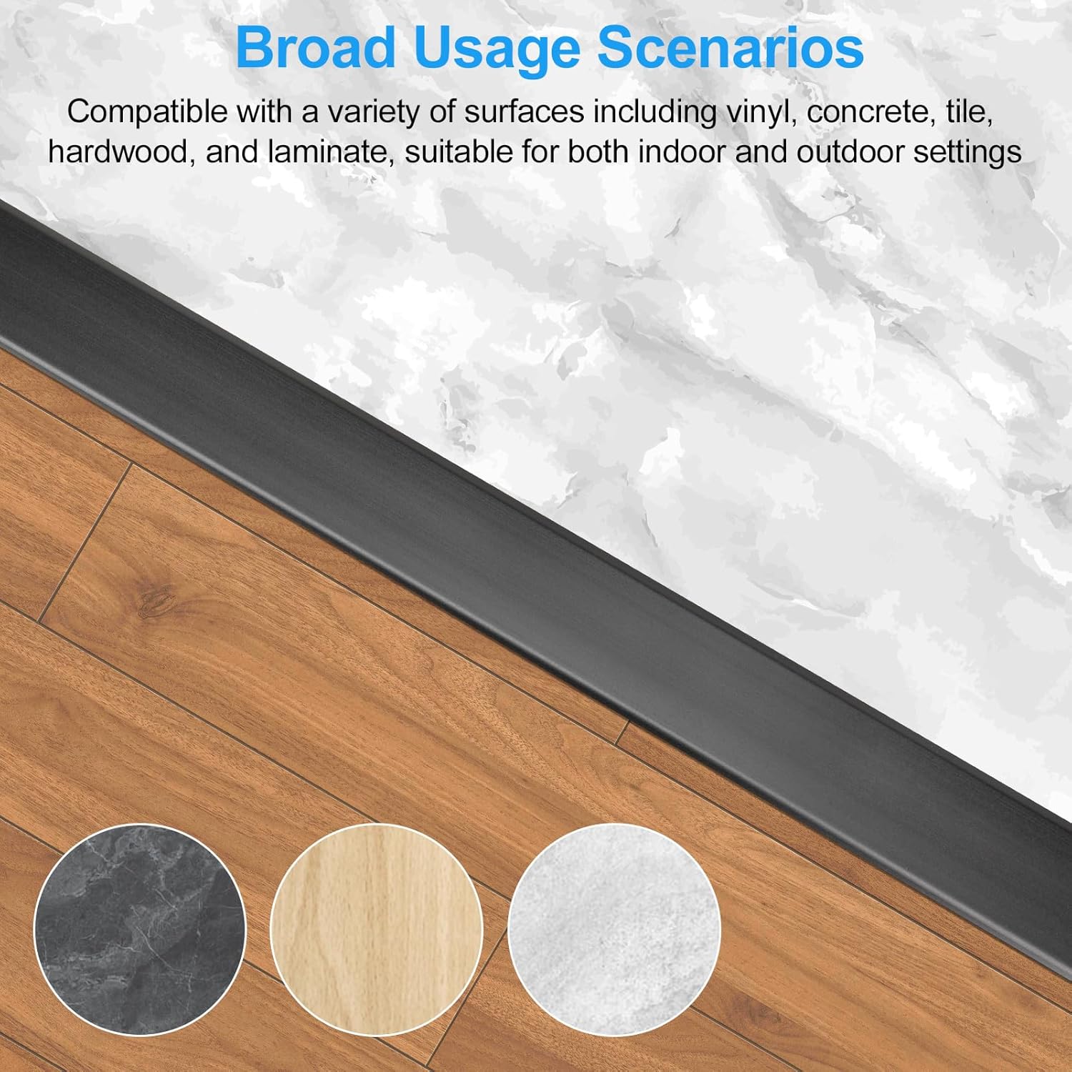 Metal Floor Transition Strips for Doorways, Self-Adhesive Aluminum T-Molding Threshold, for Joining Wood Tile Vinyl Laminate Flooring Gaps Seamless (3Pcs,36"x 2",Black)