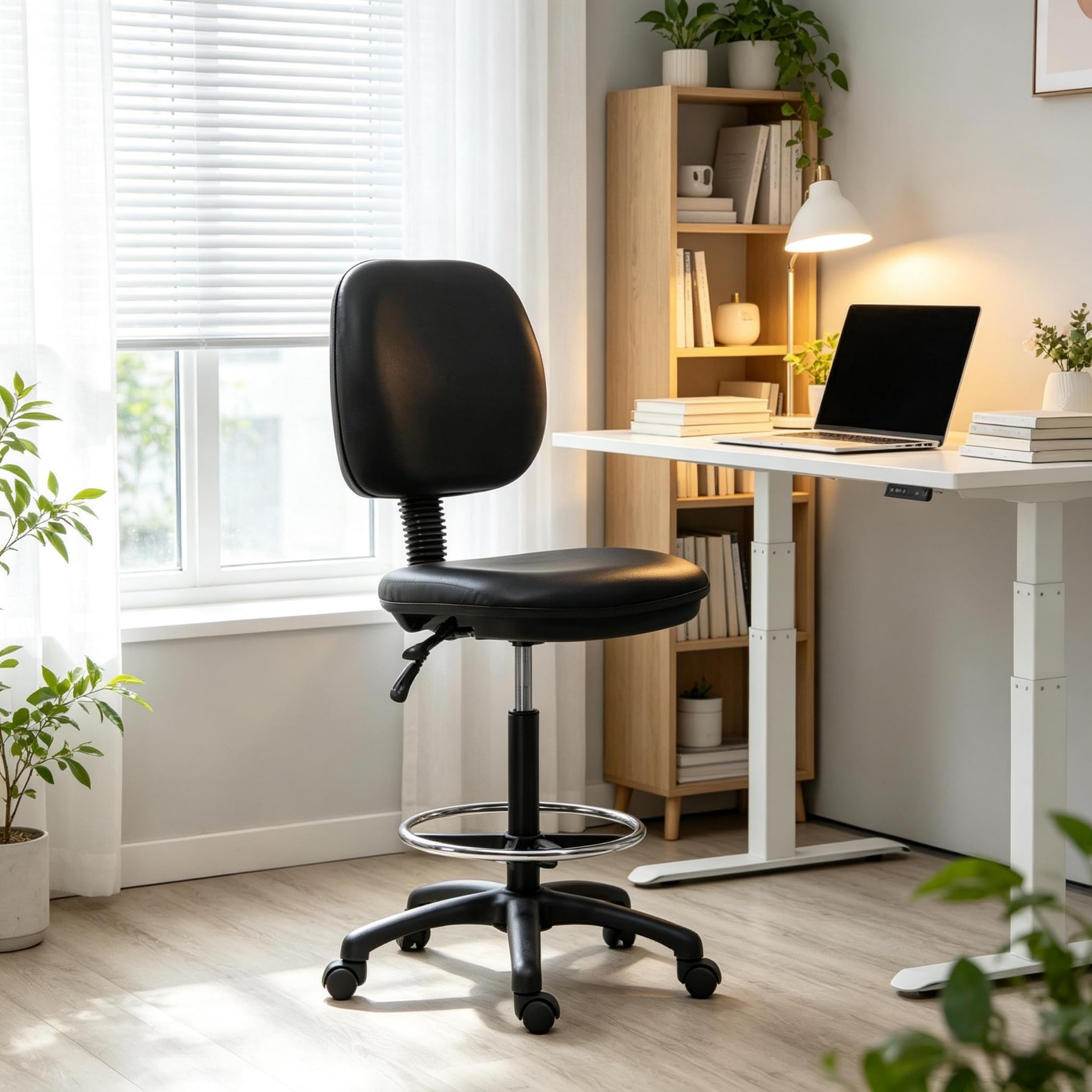 Sedia da ufficio nera regolabile in altezza con schienale ergonomico