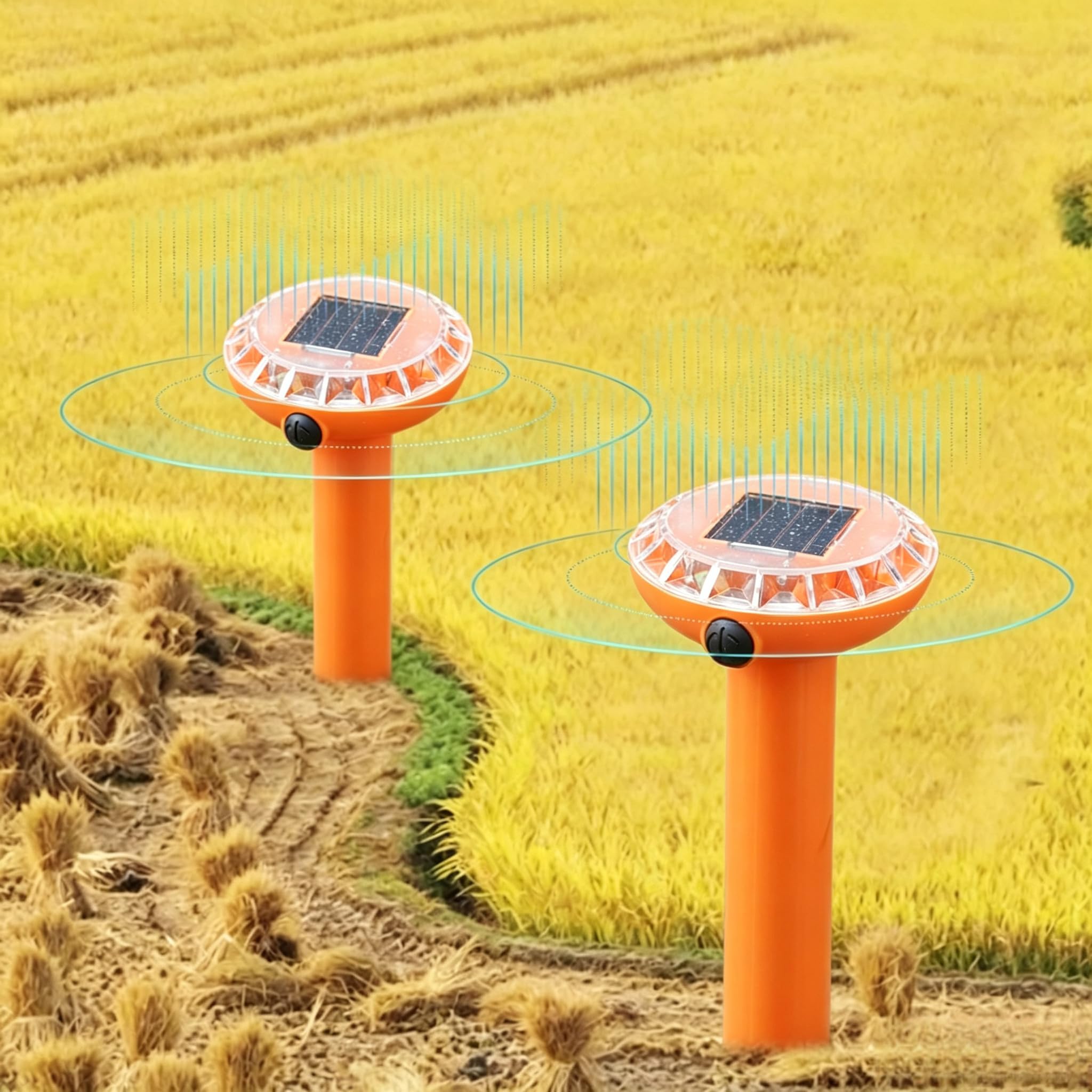 Drlik Solar Ultrasonic Mole Repellent, Pet Safe Outdoor Anti-Mole Stake, Vole Rodent Deterrent for UK Garden (2, orange.)