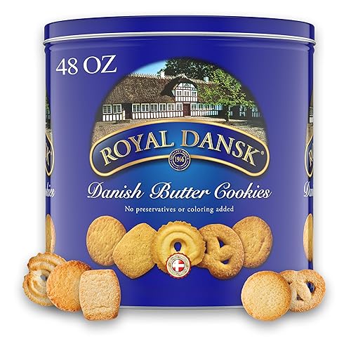 Royal Dansk Danish Butter Cookies, 48oz Exclusive Tin, Traditional Assortment, Made with Real Butter, Perfect for Sharing with Recyclable Tin - Danish Butter cookies - 3 Pound (Pack of 1)