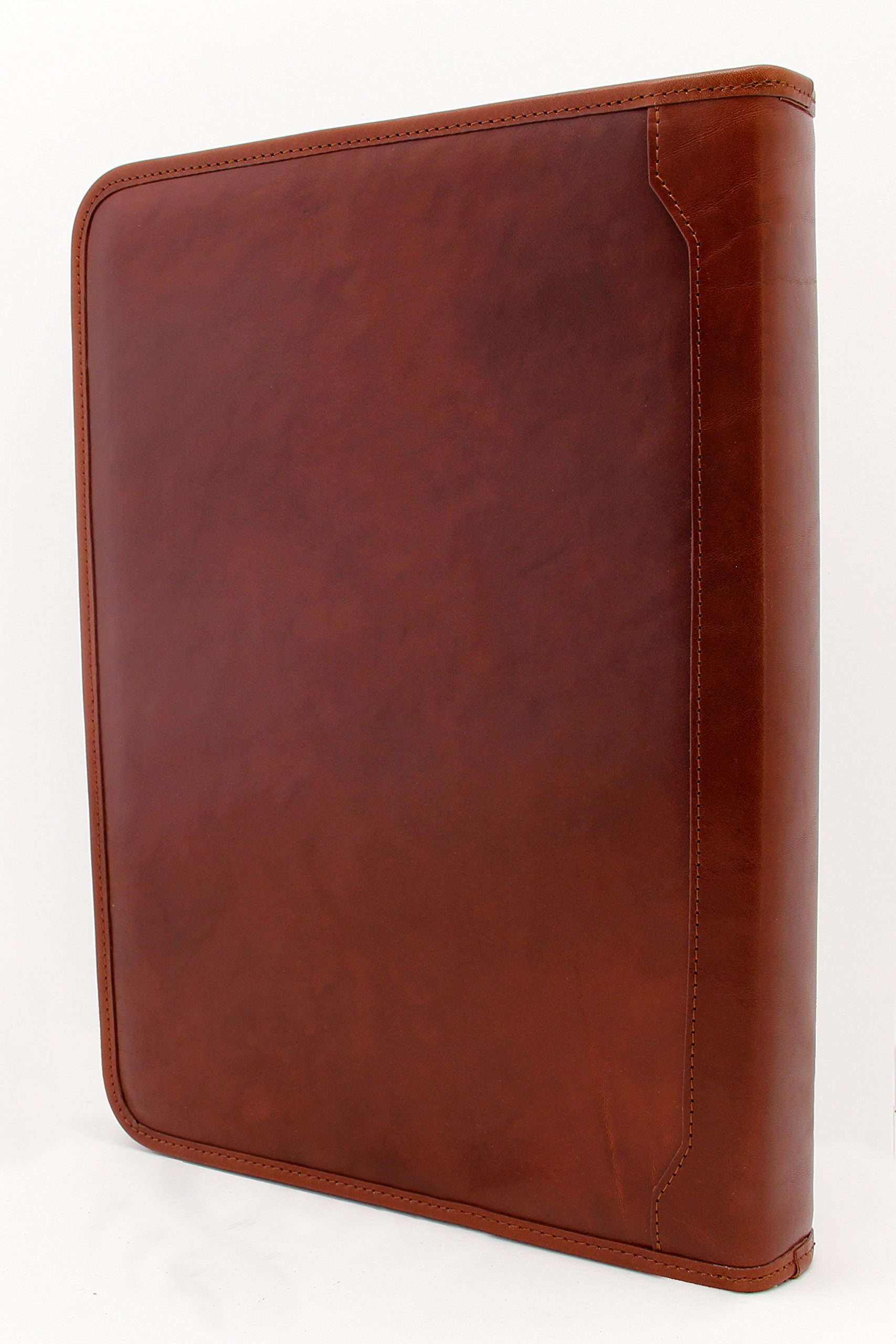 2 raccoglitore ad anelli Portfolio professionale di professionisti W/chiusura con cerniera | Riprendi, documento, blocco note, appunti, scrittura Pad organizzatore | uomo, donna Cognac