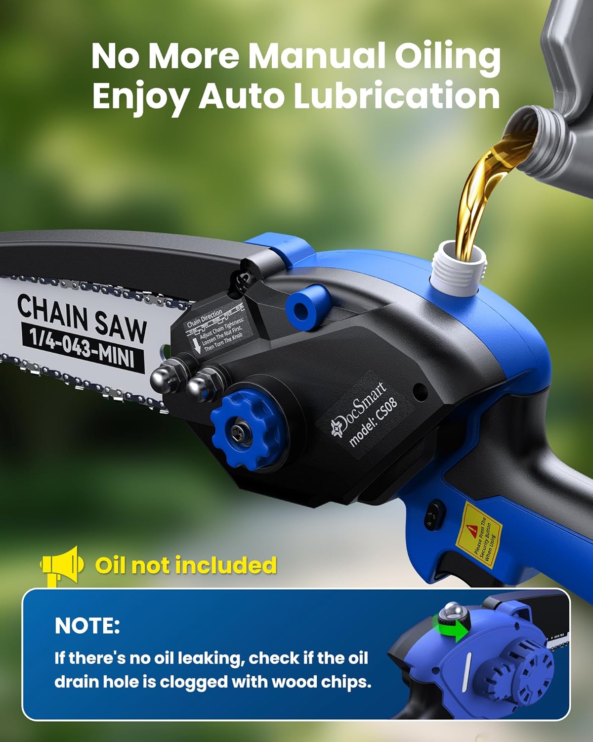 8 Inch & 6 Inch Brushless Mini Chainsaw Electric Cordless+20'' Cordless Hedge Trimmer with 3000RPM 180" Rotatable Head Blue