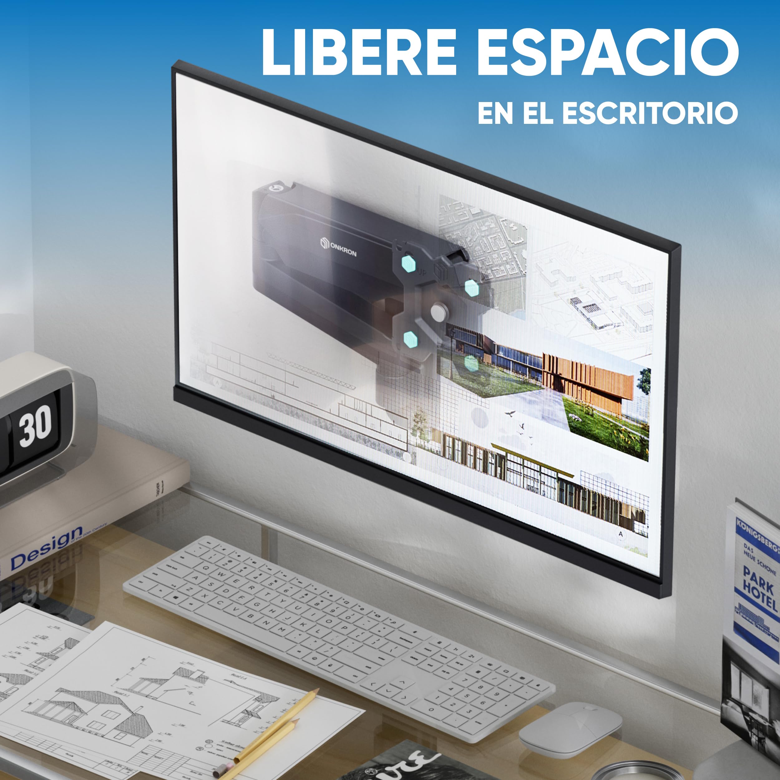 ONKRON Soporte TV Pared 13-34 Pulgadas, hasta 8 kg, Brazo TV VESA 75x75-100x100 mm, Colgador Television Pared Inclinable y Giratorio, Soporte Pantalla Articulado, Universal, Ajustable, Negro G150-B