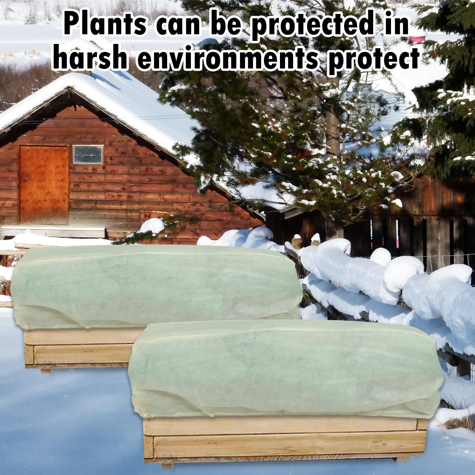Cubierta rectangular para plantas, protección contra heladas, (175 x 40 x 45 cm, 4 piezas) Cubierta grande para plantas, manta de invierno para heladas, bolsa con cordón, protege las plantas de