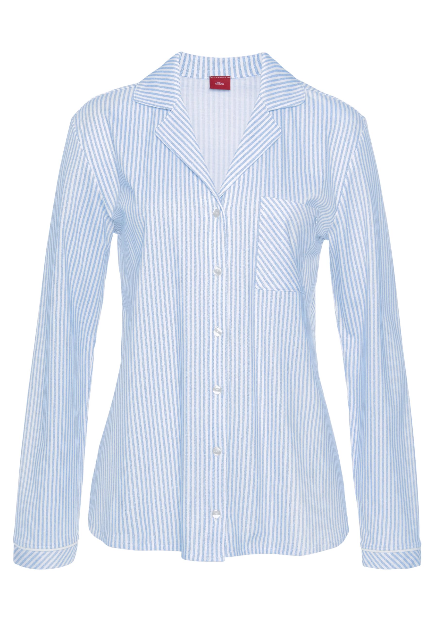 s.Oliver Pyjamaoberteil Damen 32/34 Hellblau-Weiß gestreift Produktbeschreibung