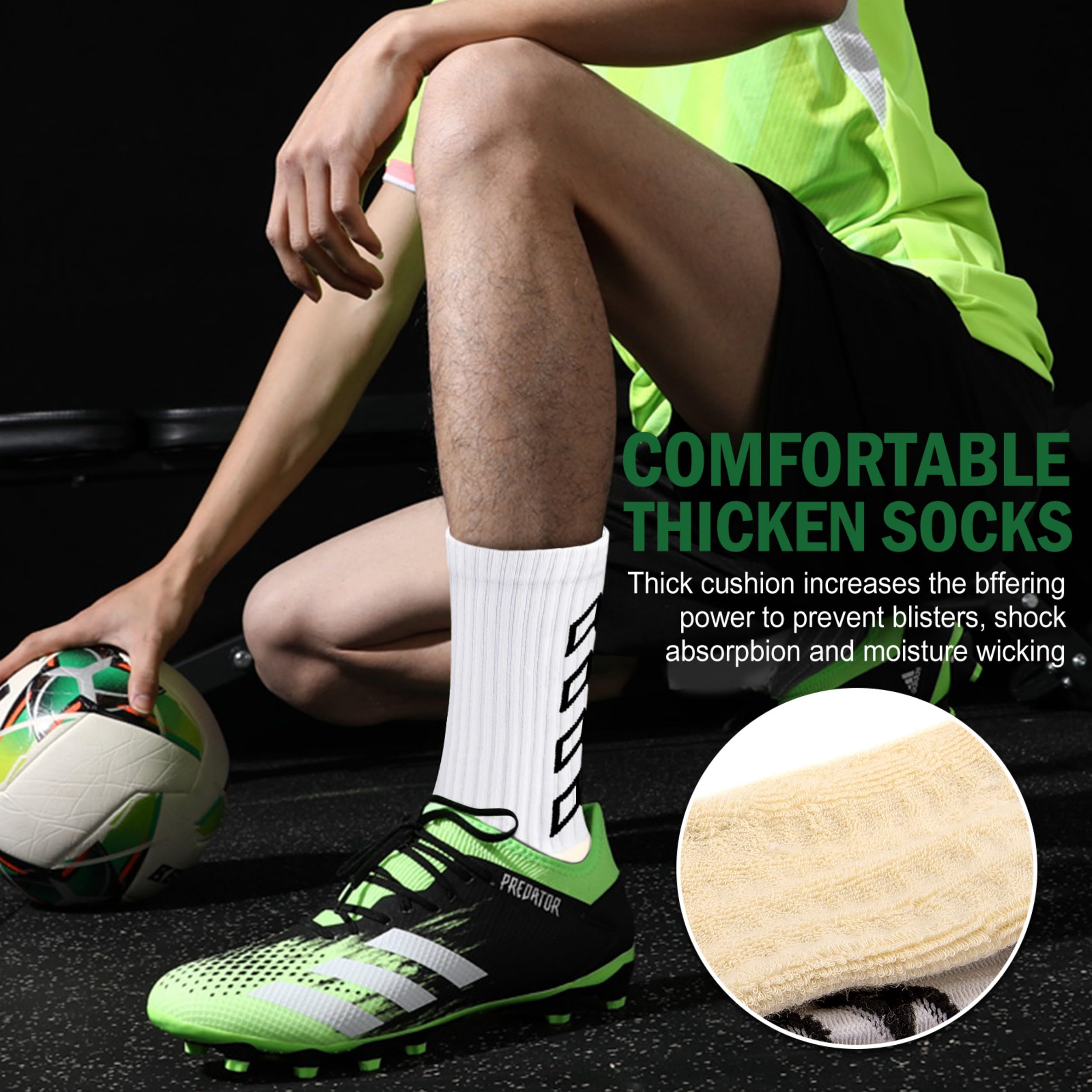 ENONEO Calze Calcio Antiscivolo Uomo 37-45 Calze Antiscivolo Calcio Anti Vesciche Addensare Cotone Calzini Sportivi Donna Traspirante Calzini Grip Calcio per Ciclismo Trekking