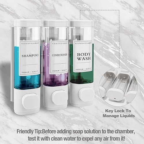 Miniatura 5 de CeeVian Dispensador de jabón de ducha montado en la pared, dispensador de jabón de ducha, dispensador de champú sin taladro, dispensador de champú y