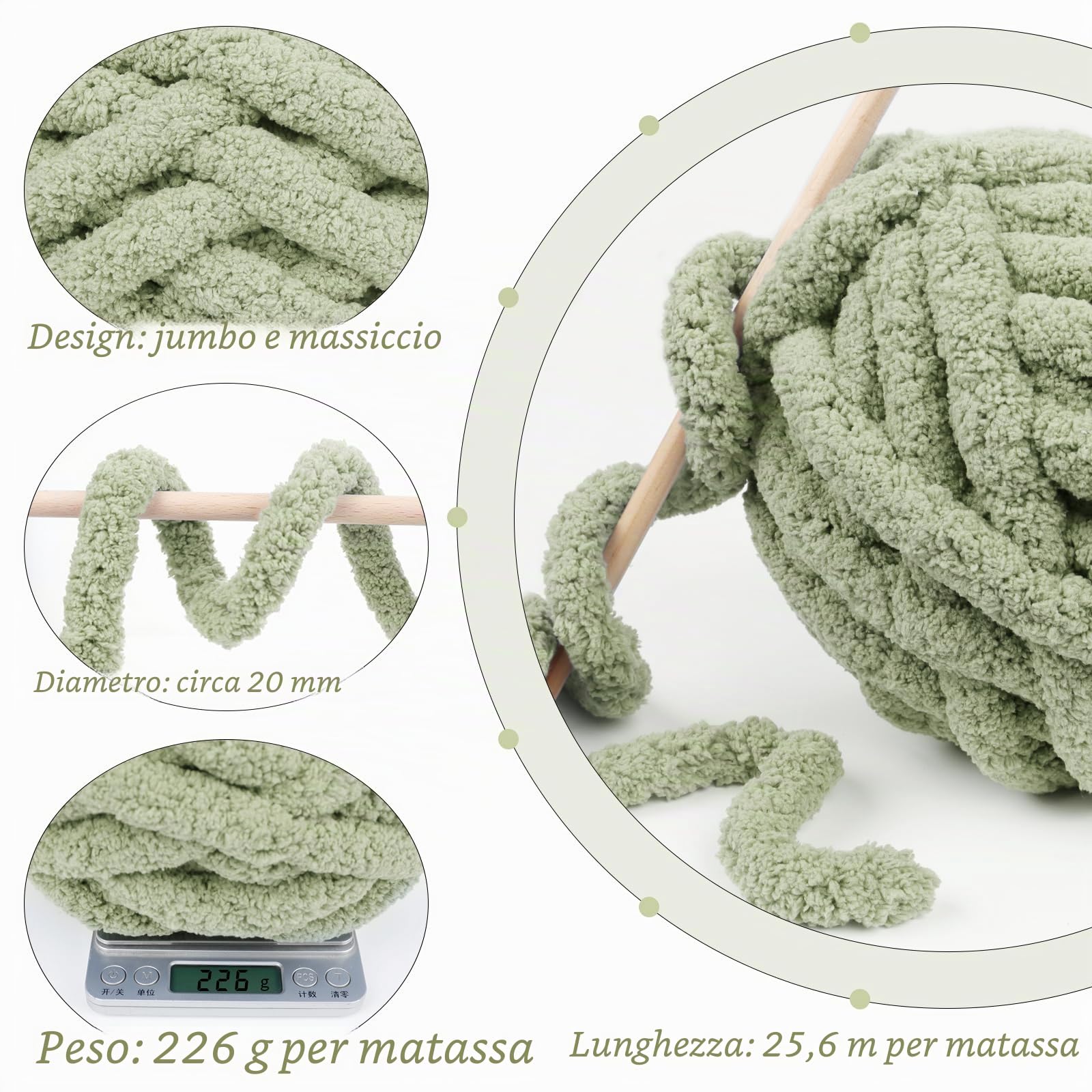 2pz Fettuccia per Borse a Uncinetto 2cm x 25.6m Filato Gigante Ciniglia Gomitoli Filo Cotone Grosso 226g Chunky Yarn Filati per Borse Uncinetto, Coperte, Letto per Cani