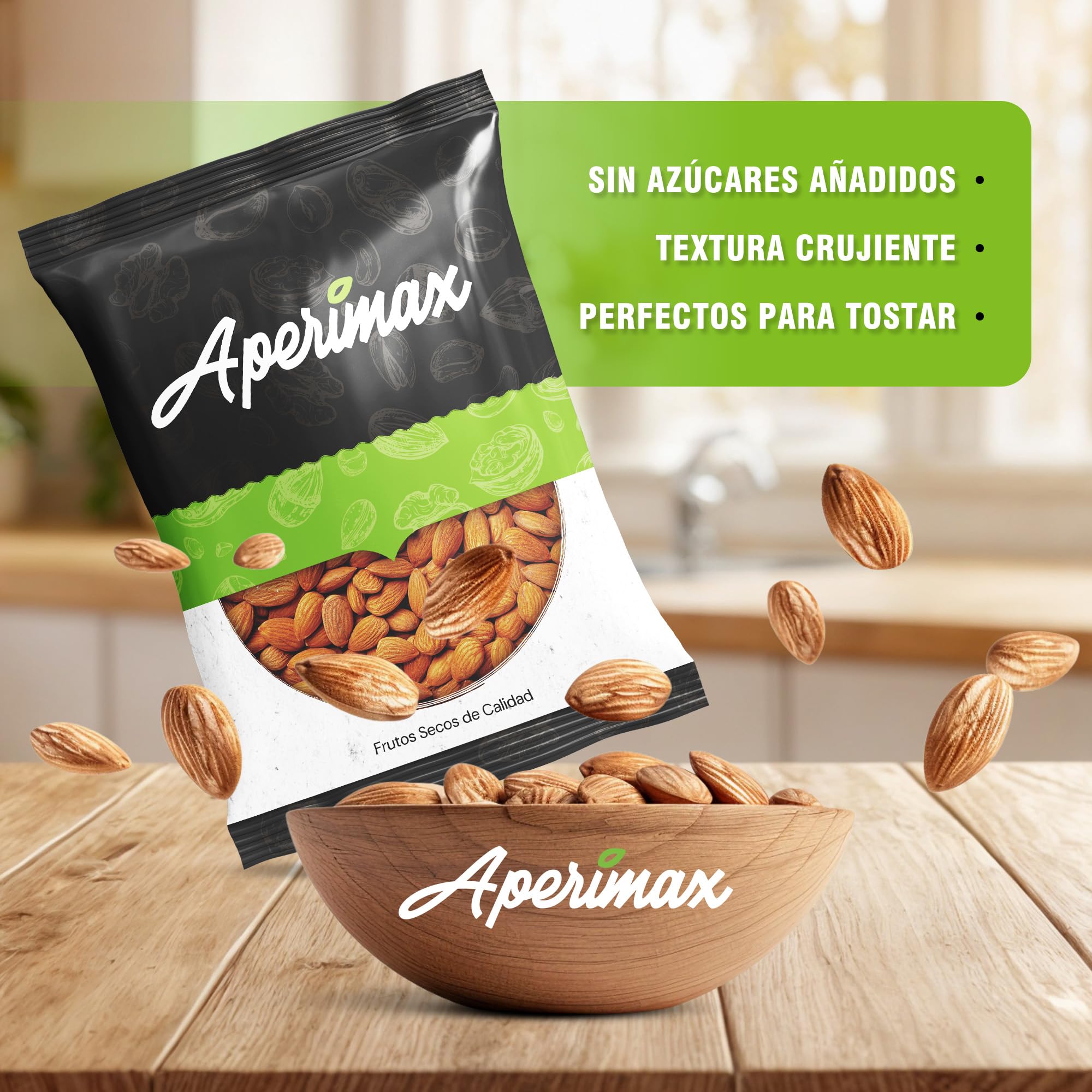 APERIMAX Almendras crudas naturales alto contenido en fibra Frutos secos sin gluten vegano