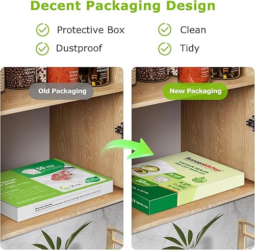 Miniatura 5 de Bonsenkitchen Bolsas selladoras al vacío, 50 bolsas de sellado de alimentos precortadas de 8 x 12 pulgadas, grado comercial, sin BPA, resistentes,