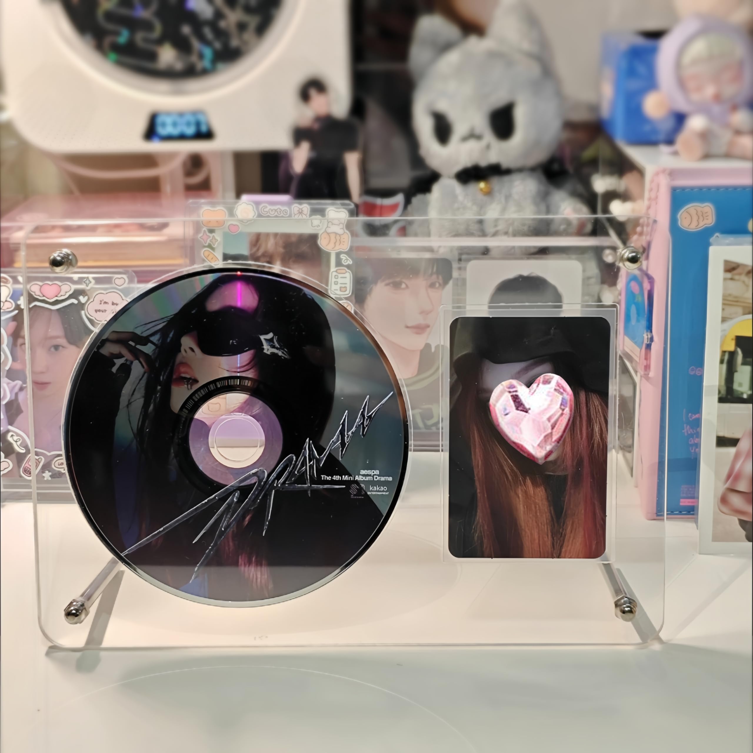 MSLSOZ Photocard Holder - Clear Acrylic CD & Photocard Display Stand, Kpop Card Exhibit Stand for Your Fave, Frame Fits Most 120mm CDs, Sleek Clean Gift for Music Lovers