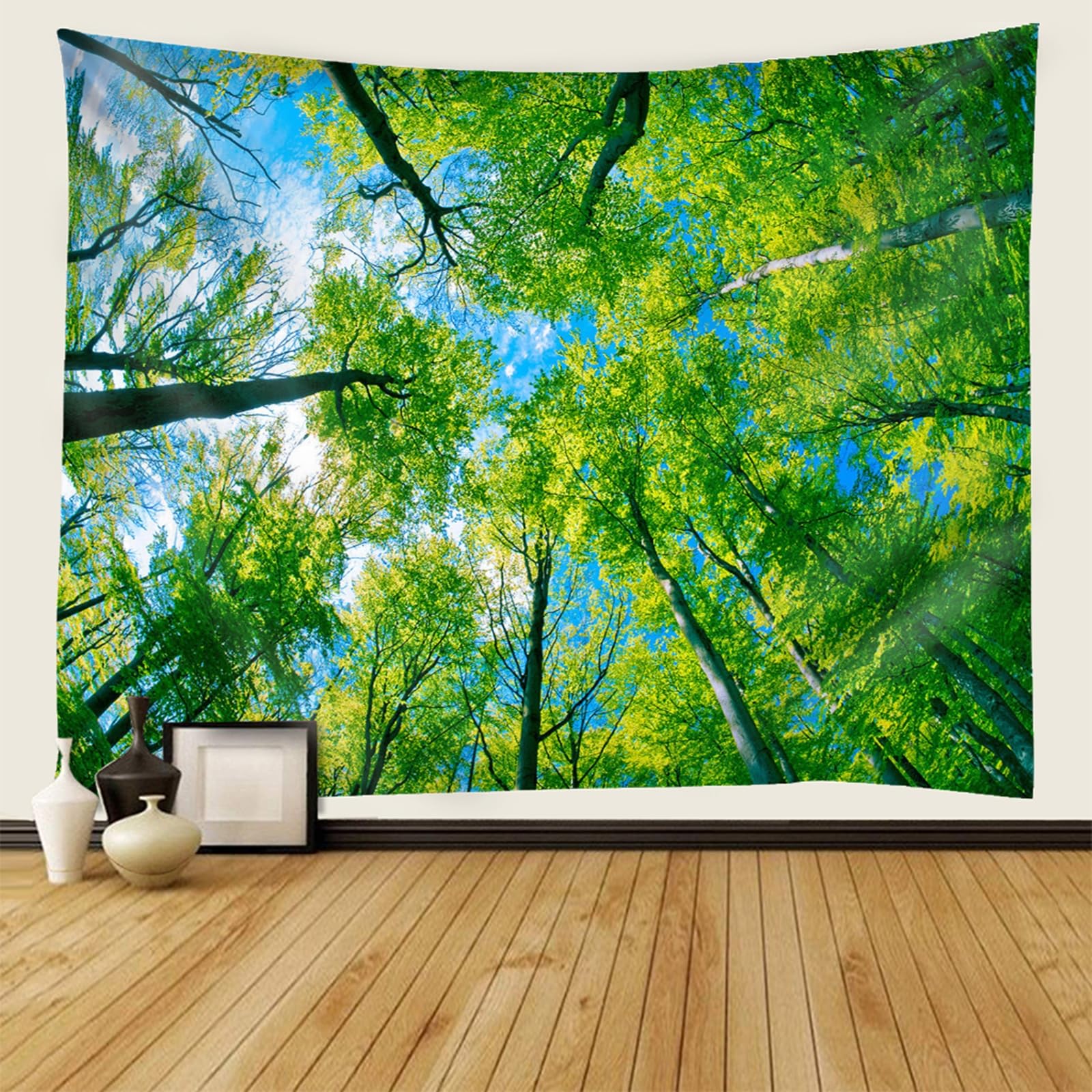 RDSGYZ Wandvorhang mit Motiv Natur, Wandteppich Wandtuch Groß 350x256CM Blauer Himmel und Bäume Wandbehang Wandteppiche Wanddeko für Schlafzimmer Kinderzimmer