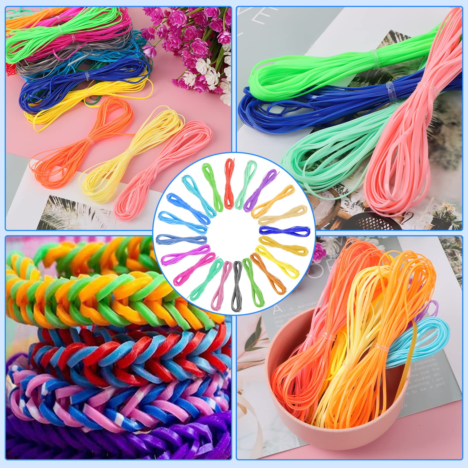 Scoubidou Kit, Kit de 200 pcs Fils Elastique pour Faire Bracelets Colliers - 10 Porte-clés et 10 Scoubidou Kit, Kit de 200 pcs Fils Elastique pour Faire Bracelets Colliers - 10 Porte-clés et 10