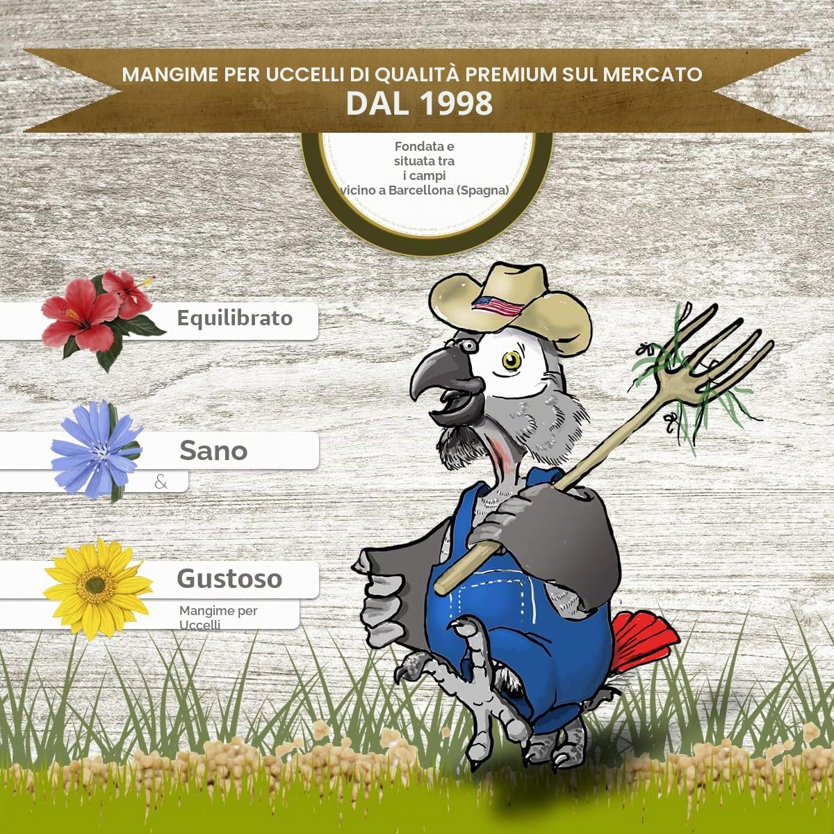 Psittacus Cibo di Mantenimiento Alta Proteina per Pappagalli, 800 g