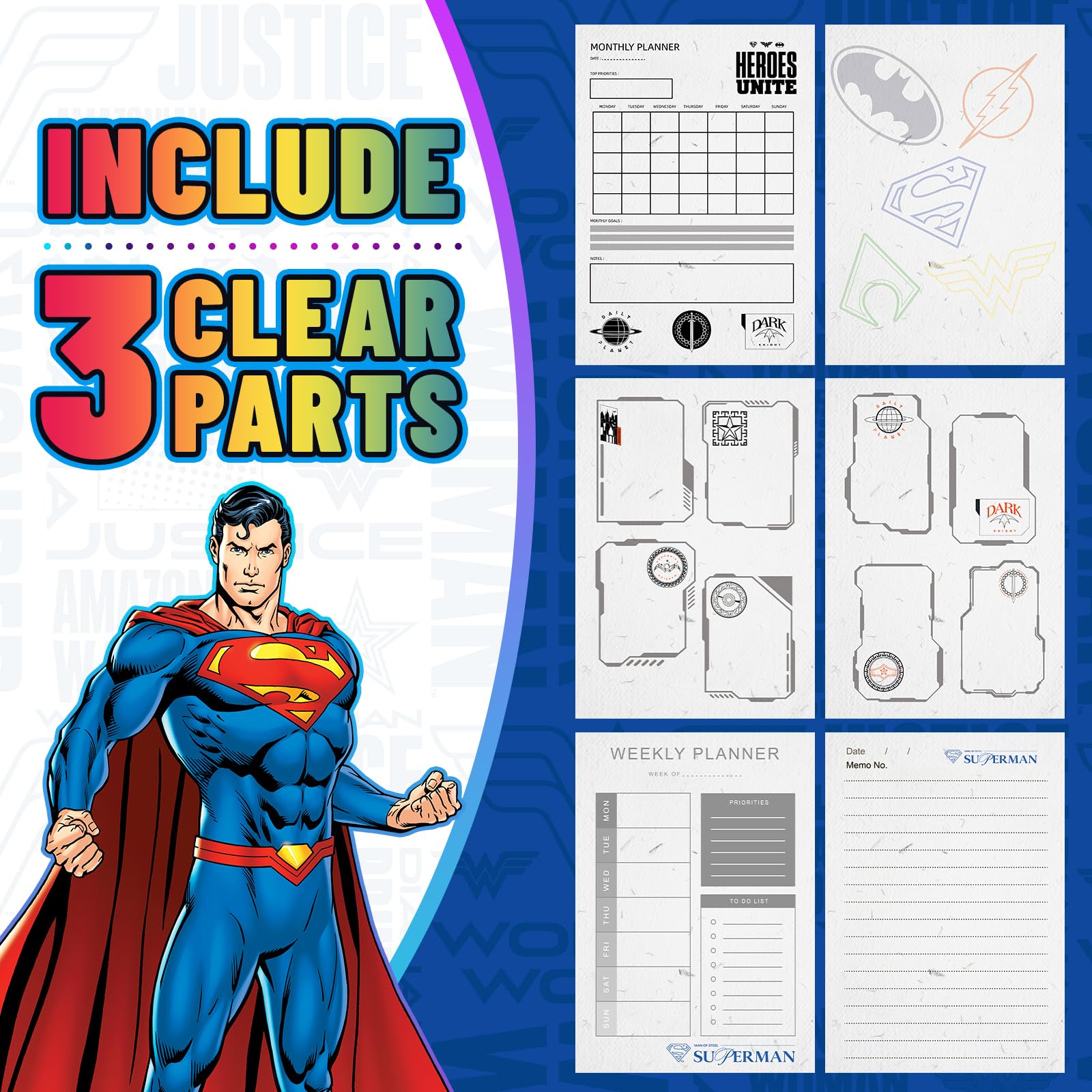 Superhelden-Tagebuch mit Schloss, Comic-inspiriertes PU-Leder-Notizbuch, Tagebuch mit Schloss, 228 Seiten, gesperrter Tagebuch, Planer, Organizer für Jungen, Mädchen, Teenager, Fans, Schule oder