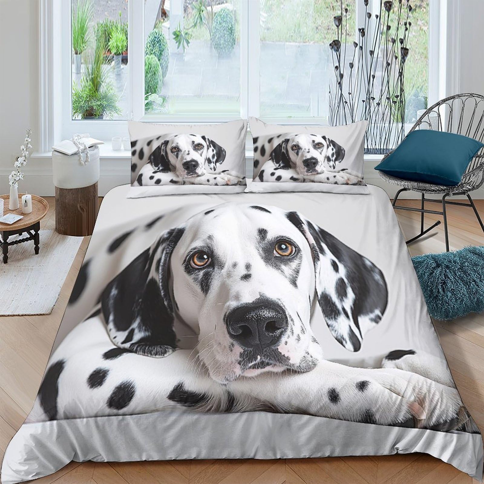 Linge de lit dalmatien 3D super king 260x220 cm en microfibre avec housse de couette