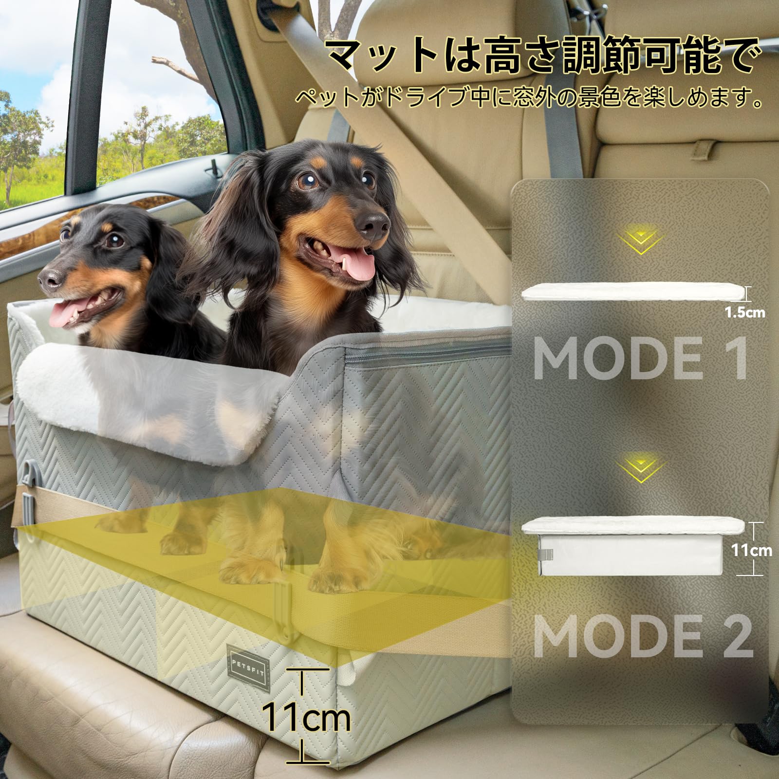 Amazon.co.jp: Petsfit 犬 ドライブボックス 中型犬 2重の安定設計