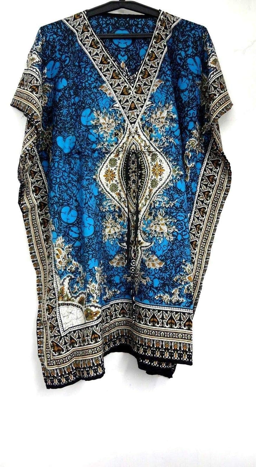 Hippy Boho Maxi Short Kaftan Dress Free Size Women Caftan Tunic Dress Night-Gown Beach Cover Up Wear