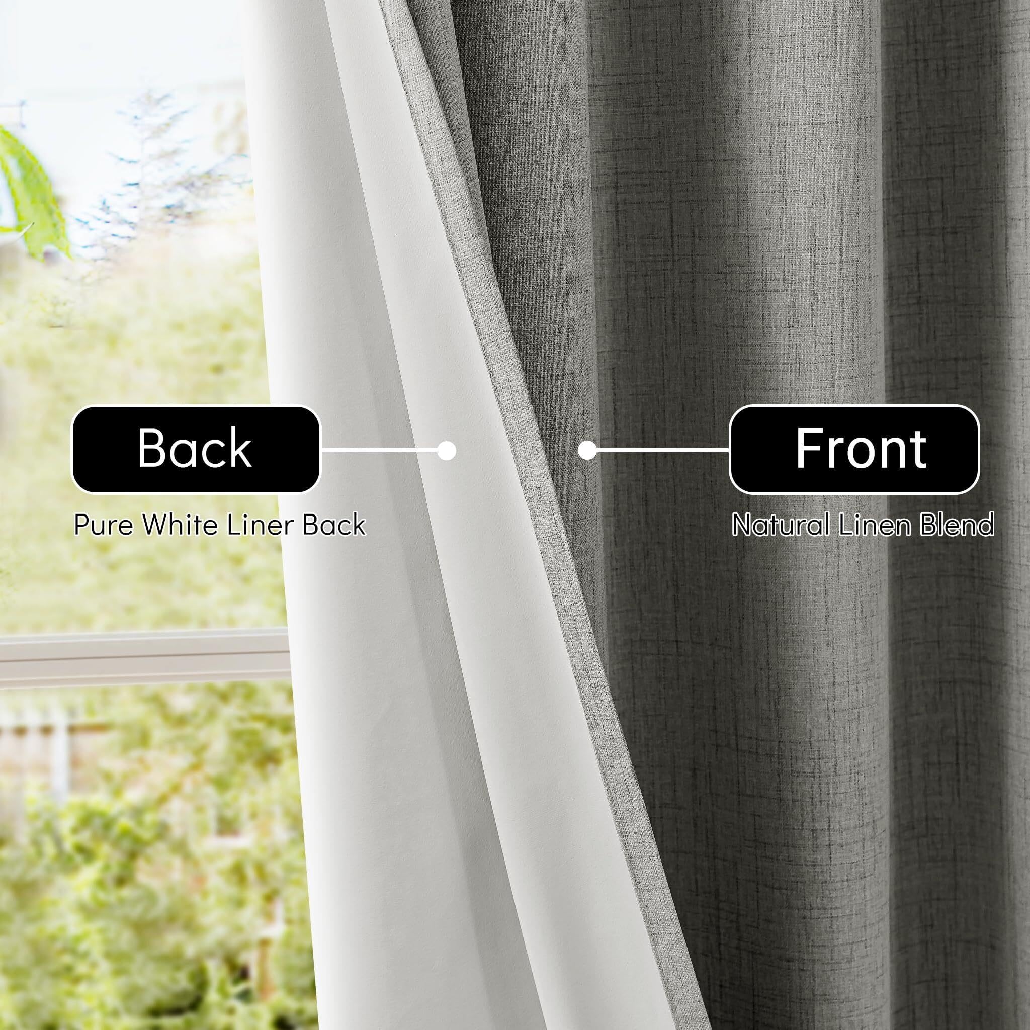Leinenvorhänge for den Raum, Verdunkelungsvorhang, vollständiger, Sichtschutz mit Ösen Oben, thermisches Fensterpaneel(Gray,52" W x 54" L (Pack of 2))