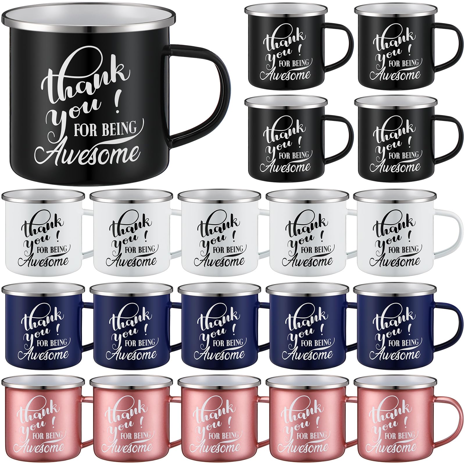 Sliner 20 tazas de café esmaltadas de 12 onzas a granel con asa para regalo de agradecimiento a los empleados, tazas de agradecimiento por ser impresionantes, para profesores, compañeros de trabajo y