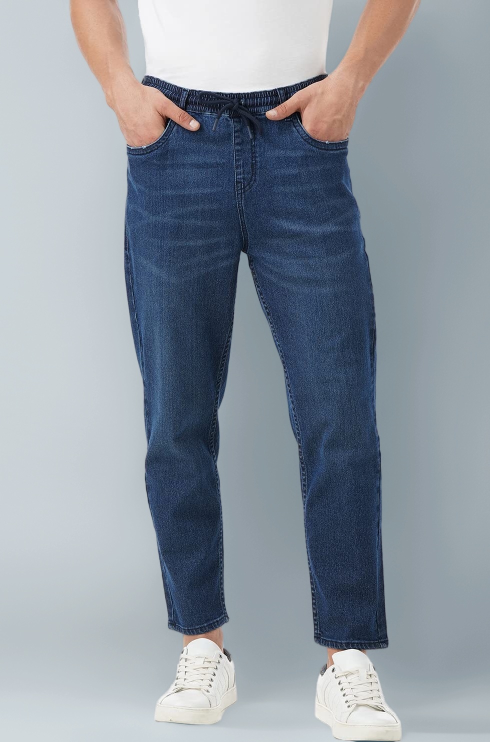 Men's Jogger Jeans - Mid-Rise | Cotton Blend | Stretchable Fabric| Elasticated Waistband | Classic 5 Pocket Styling | Jeans for Men | Men's Bottomwear (Available in Plus Sizes)