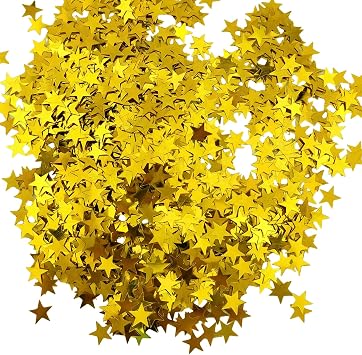gold star confetti | 60g 1cm, Scattered Color Paper, Glitter Star Shapes gold star sequins | Suitable for Birthdays, Weddings, Parties, Christmas Decorations Yellow 60g