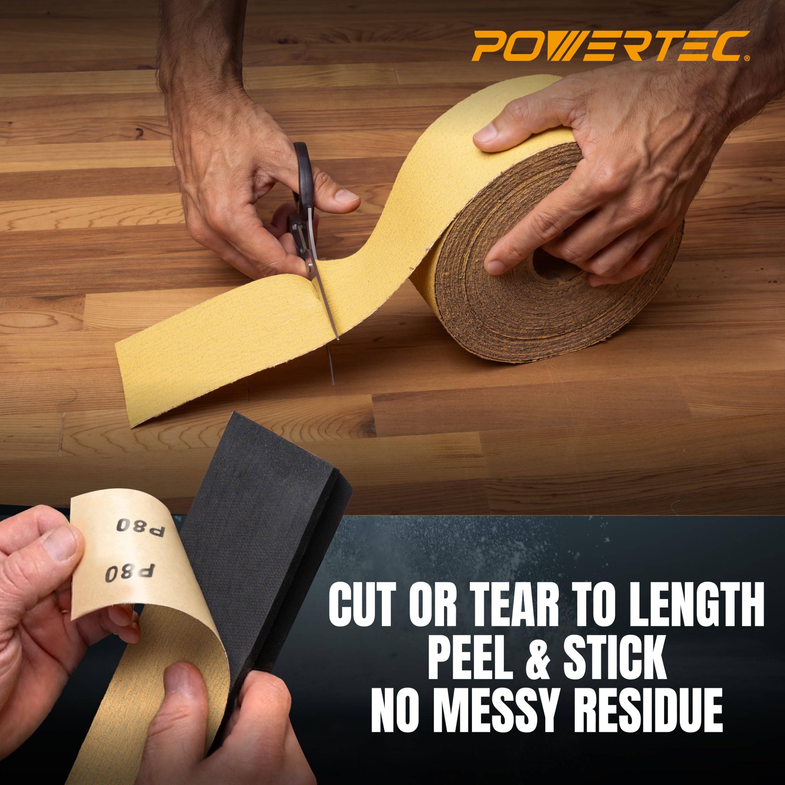 POWERTEC Sandpaper Roll - 80 Grit, 25 Yards -4