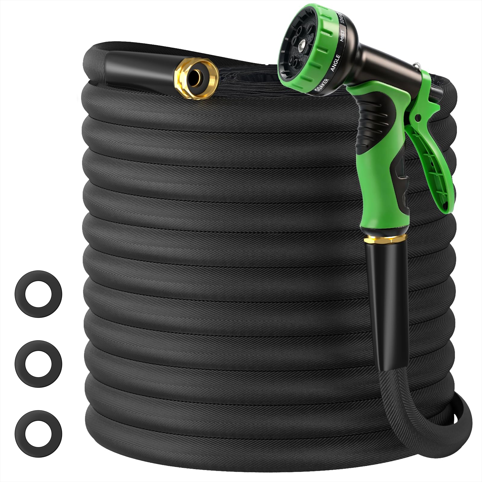 Gartenschlauch, 30 m, nicht dehnbarer, leichter Hochdruck-Wasserschlauch mit 10 Sprühdüsen, tragbar, knickfrei, flexibel, Gartenschläuche für Outdoor, Rasen, Hof, Auto, Haus (500 PSI max., 1,9 cm GHT)