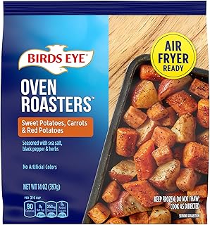 Birds Eye Oven Roasters, Seasoned Sweet Potatoes, Carrots & Red Potatoes, Convenient Roasted Veggies for Sides With Frozen Vegetables, 14 OZ Bag