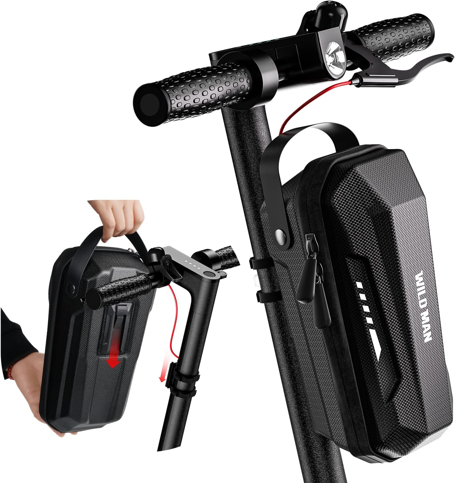 Jeebel Scooter Bag Handlebar Bag for Electric Scooter Waterproof EVA Shell 2L/3L with Frame Quick Release or Closure Bag for Xiaomi MI Mijia M365 Pro Sedway Ninebot ES1/2/3/4