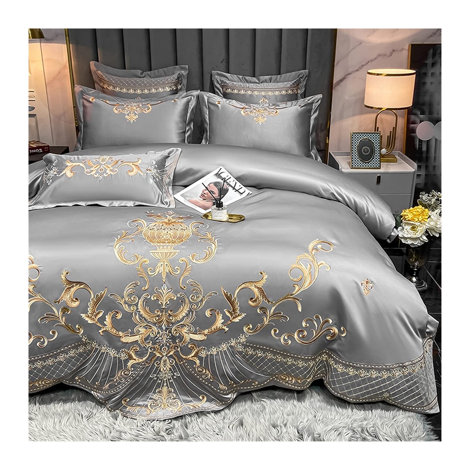 Housse de couette 200x230cm en coton supérieur gris pour des matins doux en duo