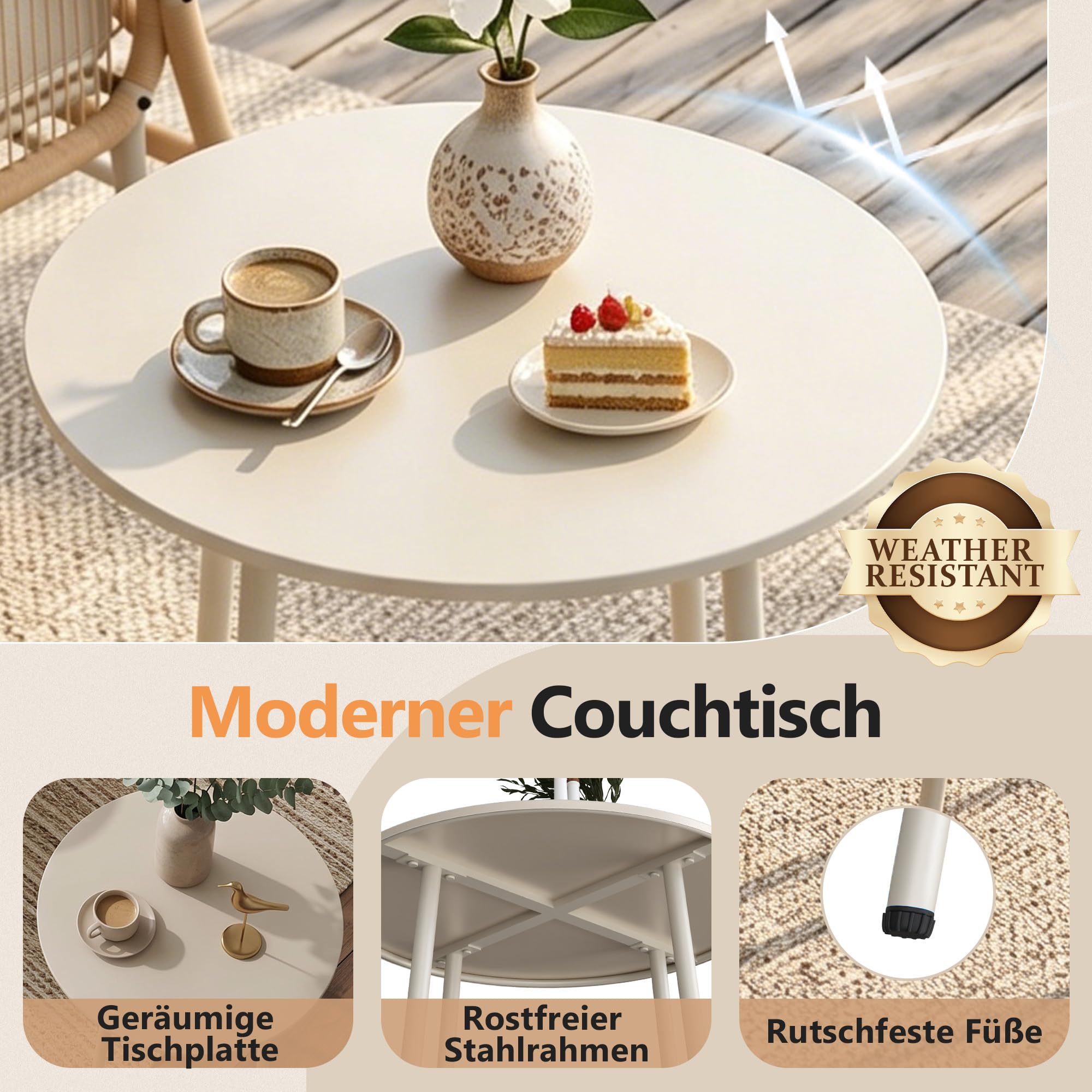 Gotland 6 Stück Balkonmöbel Set, 2026 Upgrate Outdoor Lounge Sessel mit Ottomane & Couchtisch, Allwetter Outdoor Lounge Set mit 3 dicken Kissen für Balkon, Garten, Weiches Kissen, für kleinen Raum