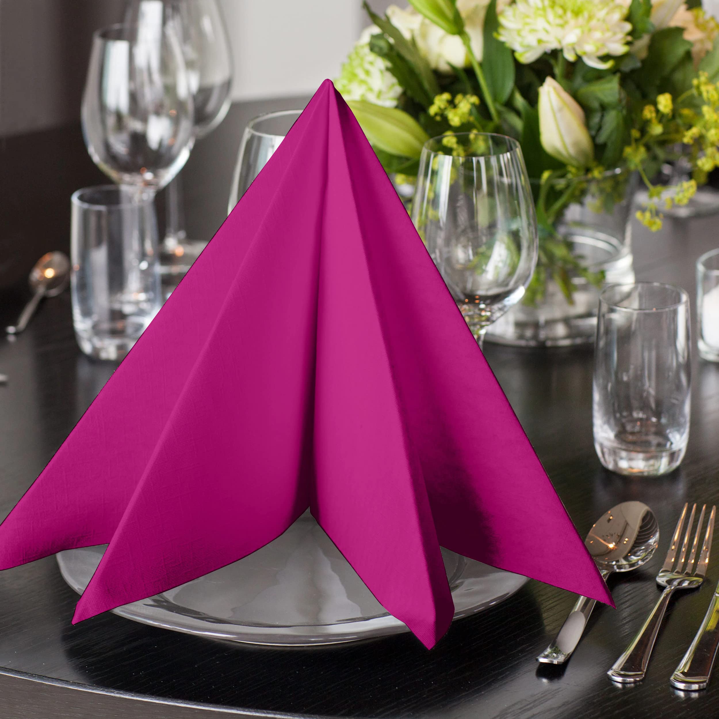 Tork 478855 Serviettes Dinner, Linstyle couleur, 12 x 50 serviettes | 1 pli, 39cm x 39cm, bordeaux, Premium