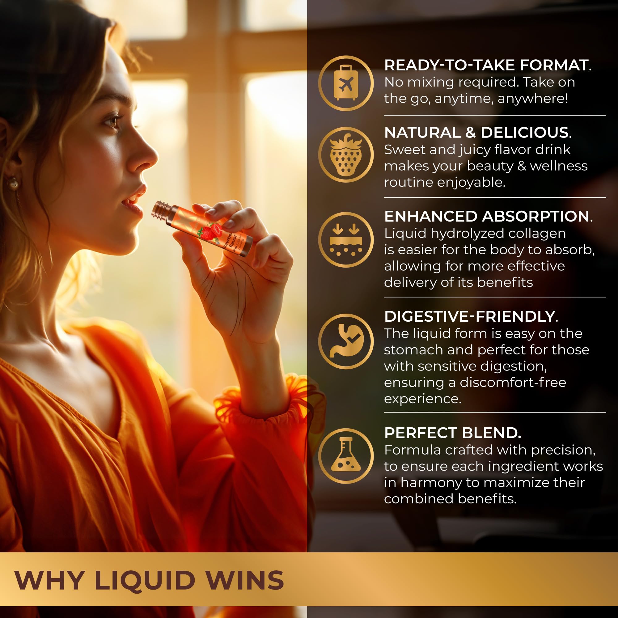 Liquid Collagen Peptides with Biotin & Hyaluronic Acid, Strawberry flavor — Amazon image 4