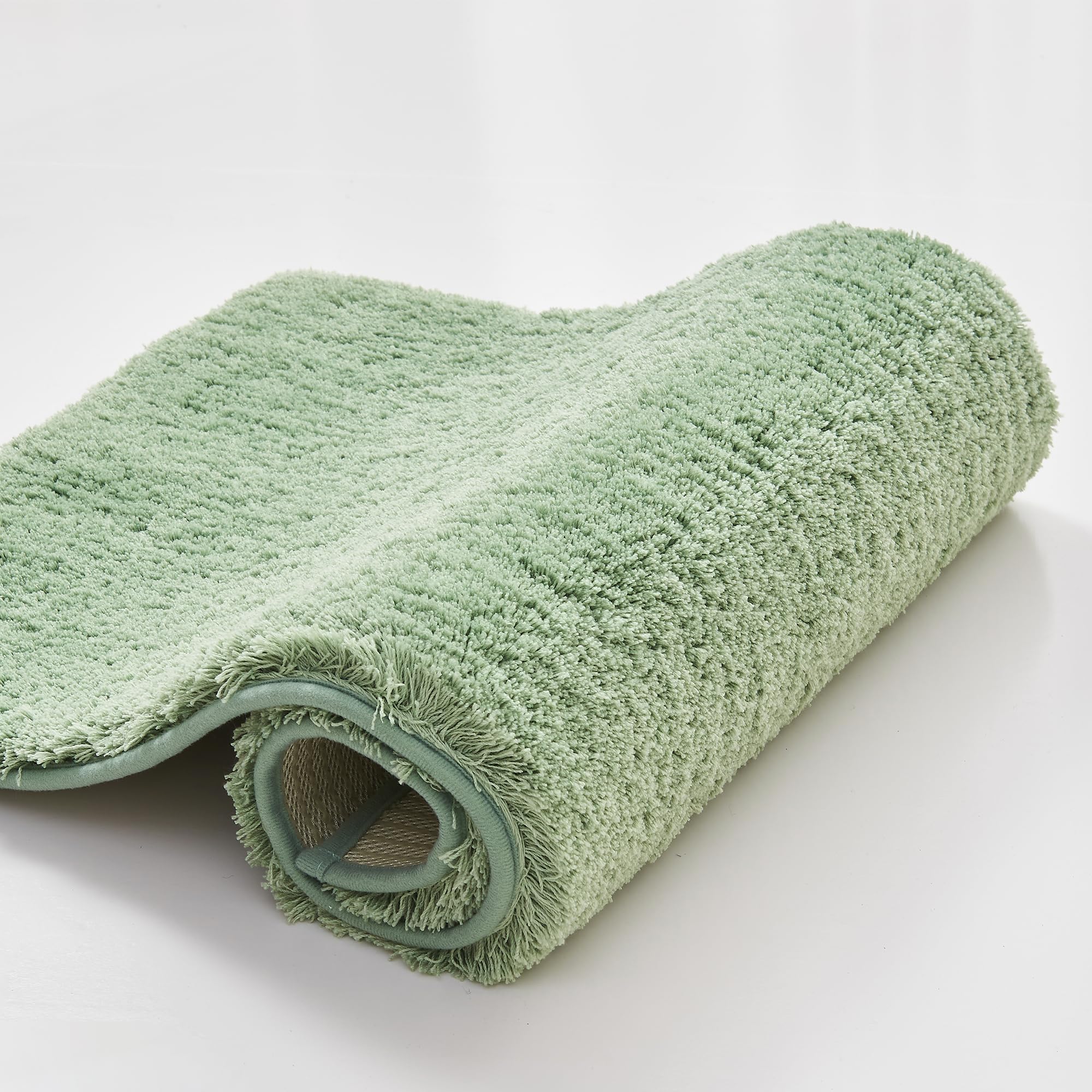 CozeCube Upgraded Shaggy Bath mat for Bathroom Non Slip 20" X 32", Super Soft Quick Dry Bath Rugs, Fluffy Plush Bathroom Rugs Machine Washable, Sage