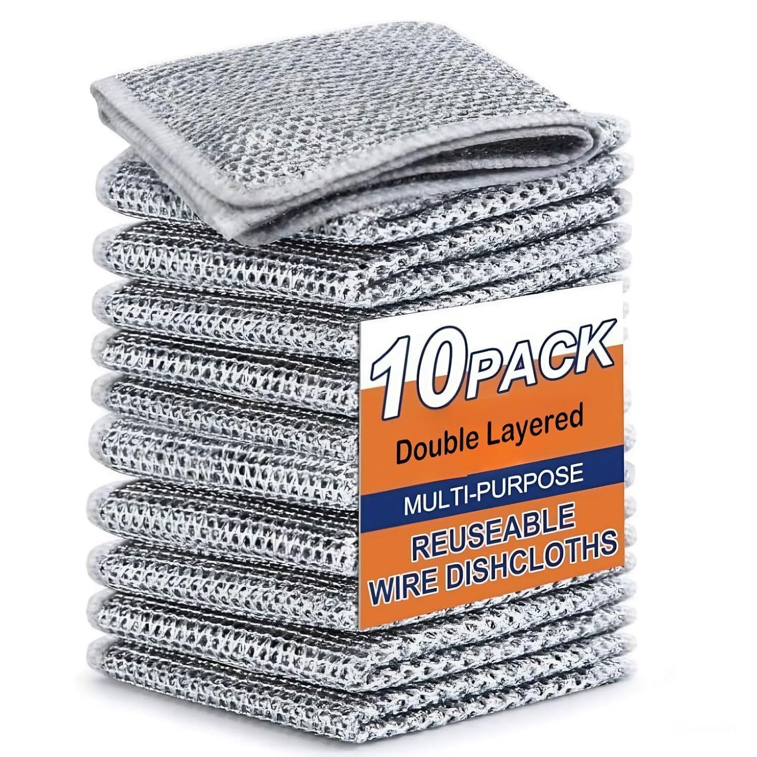 TOAROLA Non-Scratch Dish Wash Cloth (Pack of 10), Steel Wire Dish Cloth, Wire Dishwashing Rags for Wet and Dry Stainless Steel Scrubber Non-Scratch Wire Dishcloth for Washing Dishes Sinks Counters (B0DBF8WPL2) Amazon Price History, Amazon Price Tracker