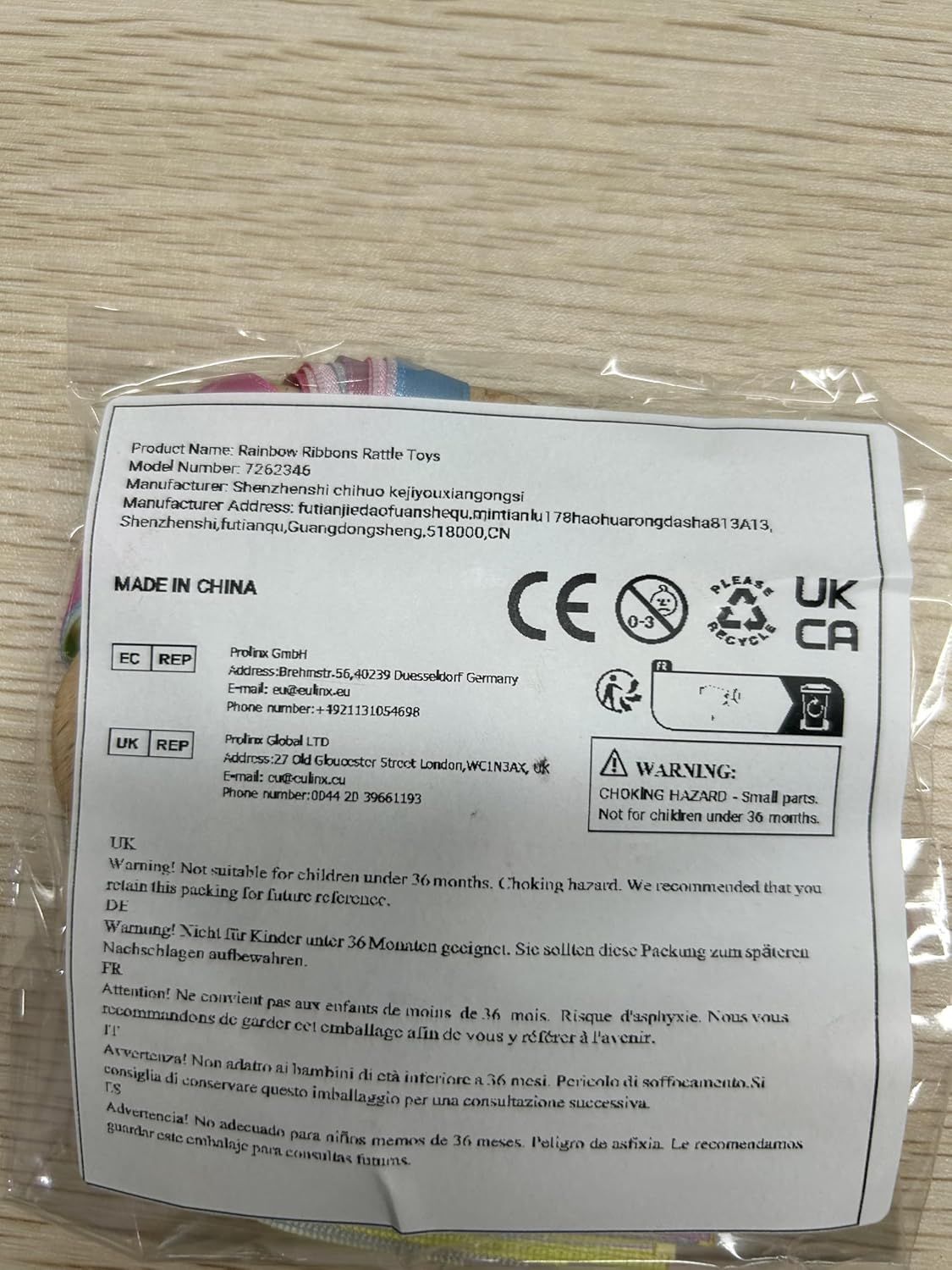 Sensory Toys for Babies - 2 Pack Teething Sensory Toy Rainbow Ribbons Rattle Toys Baby Wooden Toys for Babies Infant Toddler 3-24 Months Gradient Rainbow 12