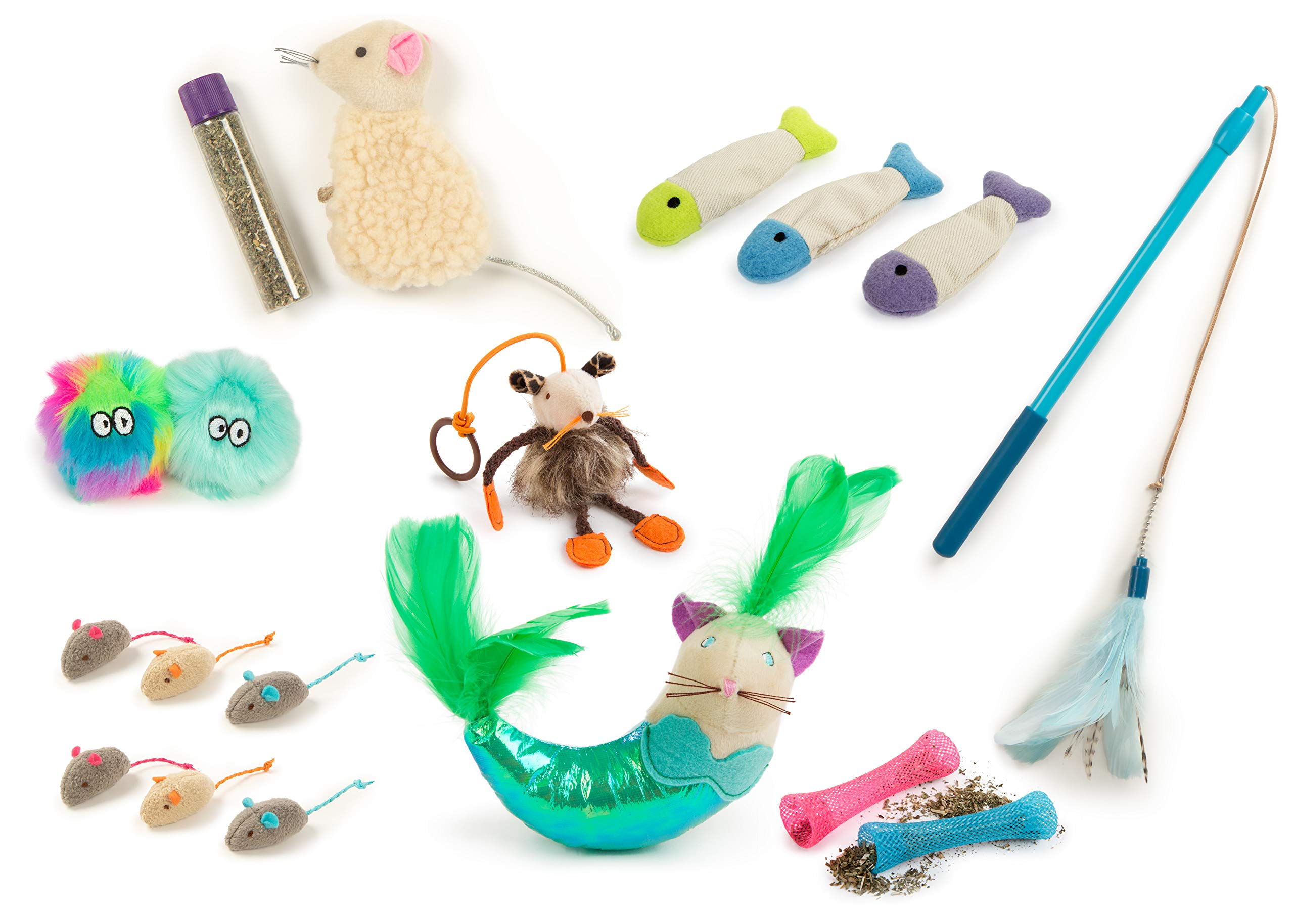 SmartyKatWelcome Home New Cat Necessity Pack, Soft Plush Cat Toys, Catnip Filled, Multiple Textures, Value Pack (18 ct.), multi-color (09152-29995-012)