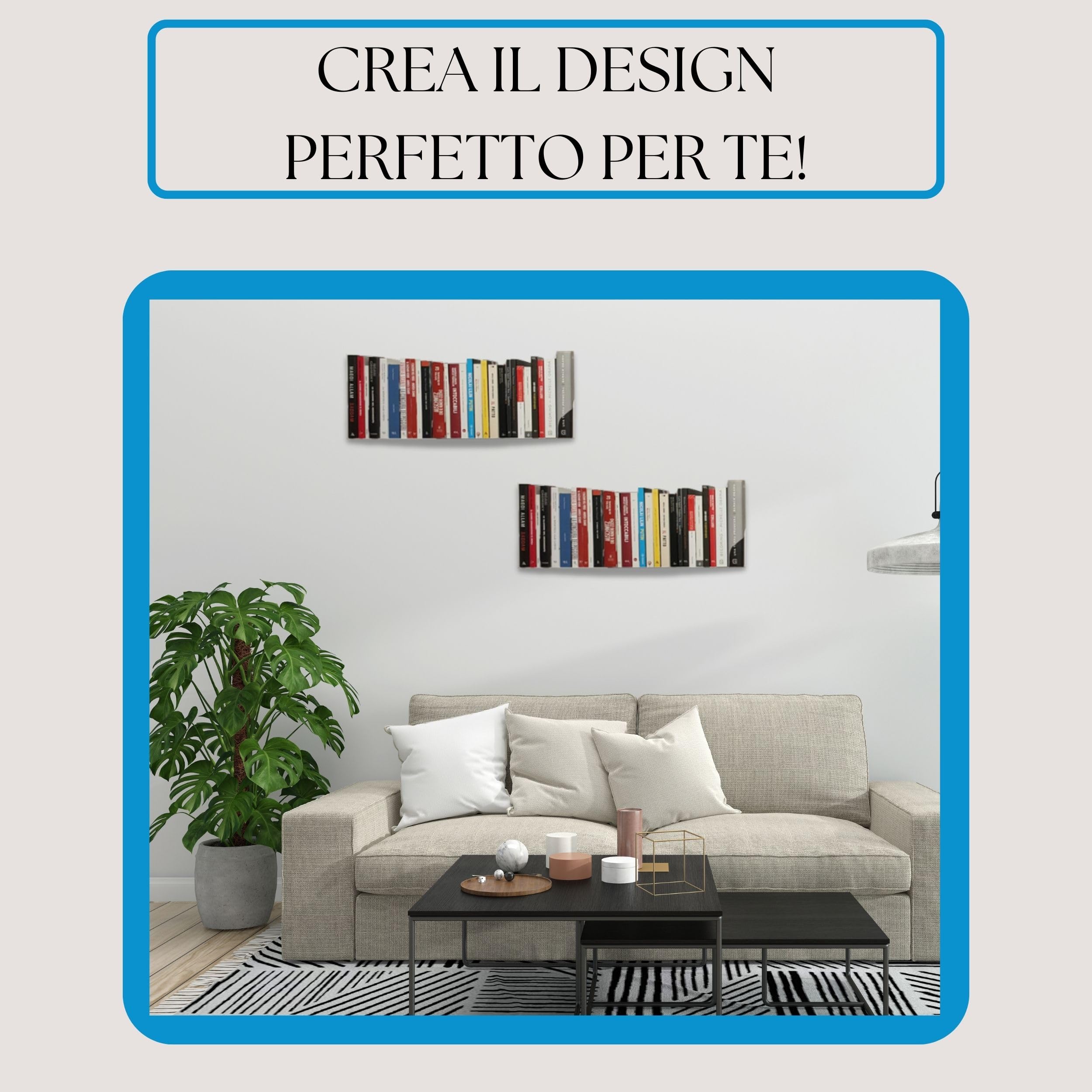 Flo.mar - Mensole da Parete 2 pezzi 60 cm - Mensole per Libri a Effetto Scomparsa - Mensola da Muro Porta Oggetti e Libri Resistenza +15kg