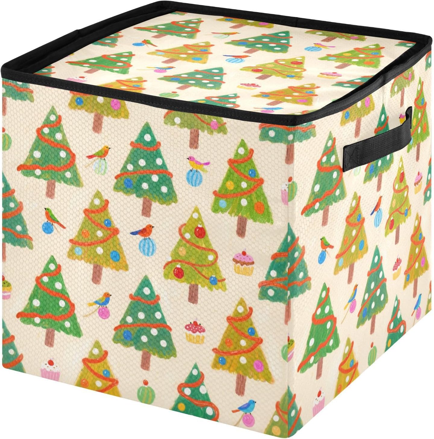 High Capacity Christmas ornament storage containers Holds Up to 64, Adjustable Dividers, Zippered Top, Two Handles handy Holiday Storage Case with Lid,Merry Christmas Green Christmas Tree
