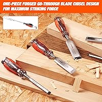 Vista 3 de VANQUISH Juego de cinceles de madera de alto impacto de 3 piezas con diseño de cincel de hoja forjada de una pieza para tallar carpintería (4611)