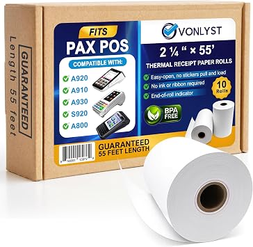 Thermal Paper Roll 2 1/4 x 45 Verifone Vx520 Ingenico ict220 ict250 FD400 10 rolls