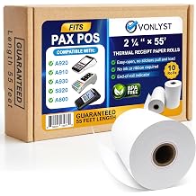 Pax Thermal Receipt Paper Rolls 10 Rolls for Pax POS & Terminal Printers Credit Card Machine Receipt Paper Compatible with A920 A910 A930 S920 A800, BPA Free