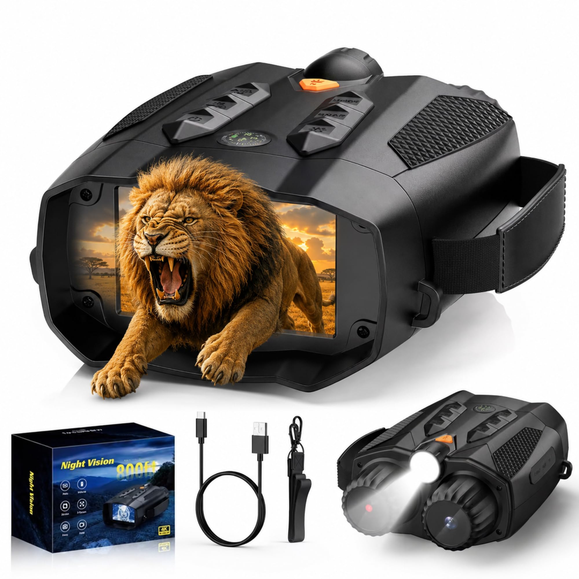 Night Vision Binoculars for Long Distance Viewing, Digital Night Vision Device with 48MP Photos, 1080P Video, 10X Zoom, 800M IR Day/Night Vision, 5000mAh Battery, Compass & Flashlight-image-49