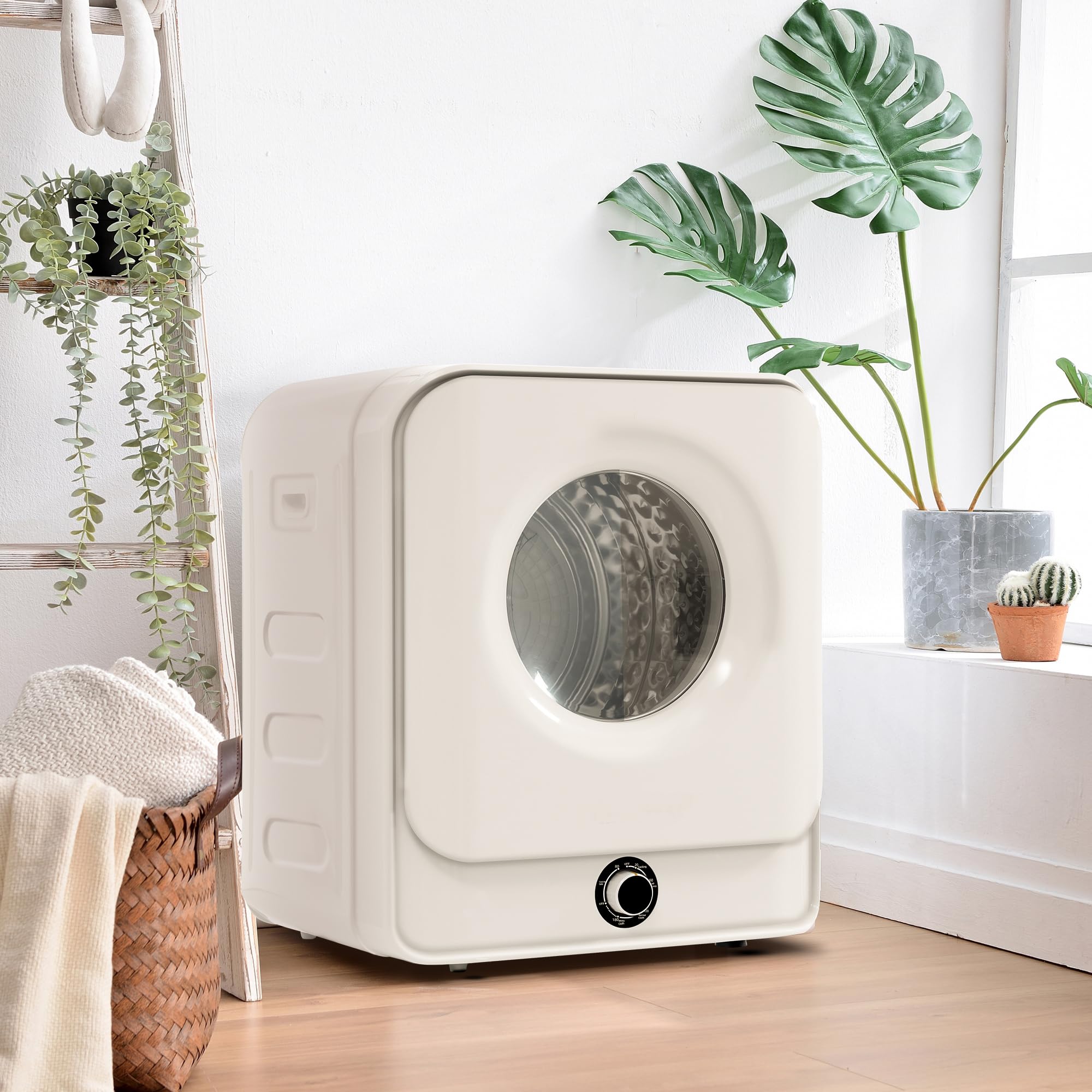DRIXNO Ablufttrockner Trockner Mini Wäschetrockner Dryer Machine, 830w/3kg/Weiß/50x44x60 cm, Überhitzungsschutz, wandmontierbar [Energieklasse C]