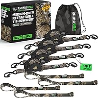 Vista 15 de Rhino USA Correas de trinquete retráctiles (paquete de 4) – 1 pulgada x 10 pies (1,209 libras de resistencia a la rotura) – Correas de amarre auto